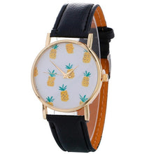 Genvivia Stylish Pineapple Printing Leather Bracelet Lady Womans Stainless Steel Wrist Watch mujer erkek kol saati Drop Shipping