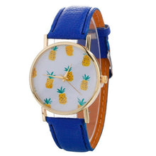 Genvivia Stylish Pineapple Printing Leather Bracelet Lady Womans Stainless Steel Wrist Watch mujer erkek kol saati Drop Shipping