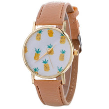 Genvivia Stylish Pineapple Printing Leather Bracelet Lady Womans Stainless Steel Wrist Watch mujer erkek kol saati Drop Shipping