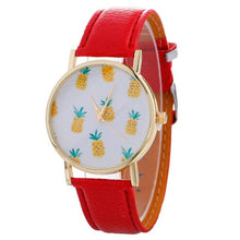 Genvivia Stylish Pineapple Printing Leather Bracelet Lady Womans Stainless Steel Wrist Watch mujer erkek kol saati Drop Shipping