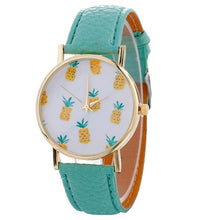 Genvivia Stylish Pineapple Printing Leather Bracelet Lady Womans Stainless Steel Wrist Watch mujer erkek kol saati Drop Shipping