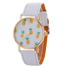 Genvivia Stylish Pineapple Printing Leather Bracelet Lady Womans Stainless Steel Wrist Watch mujer erkek kol saati Drop Shipping