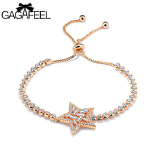 GAGAFEEL Star Bracelets For Women Lady Bangles Chain & Link Bracelets Zircon Crystal Jewelry Watch Copper Silver Rose Gold Color