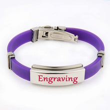 9 Color Rubber ID Bracelet Customized Logo Engraving Stainless Steel Bracelets for Lover's Men Women Mother Father Gift 03