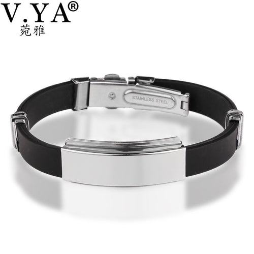 9 Color Rubber ID Bracelet Customized Logo Engraving Stainless Steel Bracelets for Lover's Men Women Mother Father Gift 03