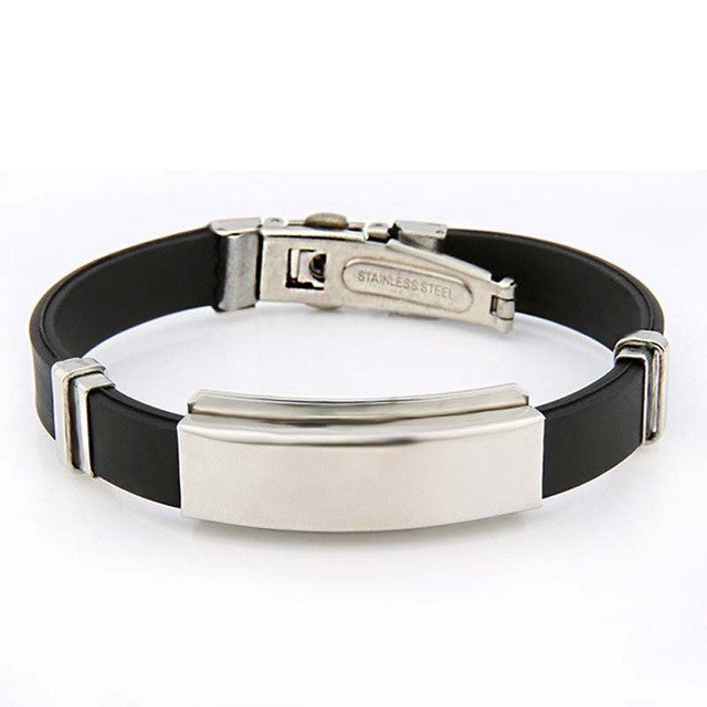 9 Color Rubber ID Bracelet Customized Logo Engraving Stainless Steel Bracelets for Lover's Men Women Mother Father Gift 03