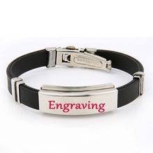 9 Color Rubber ID Bracelet Customized Logo Engraving Stainless Steel Bracelets for Lover's Men Women Mother Father Gift 03