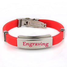 9 Color Rubber ID Bracelet Customized Logo Engraving Stainless Steel Bracelets for Lover's Men Women Mother Father Gift 03