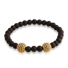 Anil Arjandas Beaded Bracelets Black Matte Onyx Bracelets Gold Color Micro Pave CZ Gold Ball Bracelets For Women Men's Bracelets