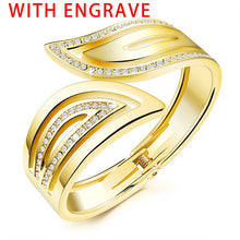 GAGAFEEL Cuff Bracelets Women Bangles Unique Laser Engrave Bracelet Cooper Bangle Wrap Watch Gold Color Jewelry