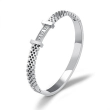 GAGAFEEL Elegant Women's Bracelet  Rose Gold Color Stainless Steel Cuff Bracelets & Bangles Classic Crystal Zircon For Girls