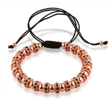 Anil Arjandas Macrame Beads Bracelets For Women Men Yellow Gold Color Micro Pave Black CZ Stopper Round Black Gold Bracelet