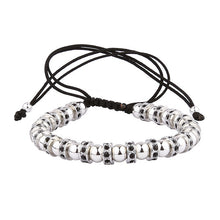 Anil Arjandas Macrame Beads Bracelets For Women Men Yellow Gold Color Micro Pave Black CZ Stopper Round Black Gold Bracelet