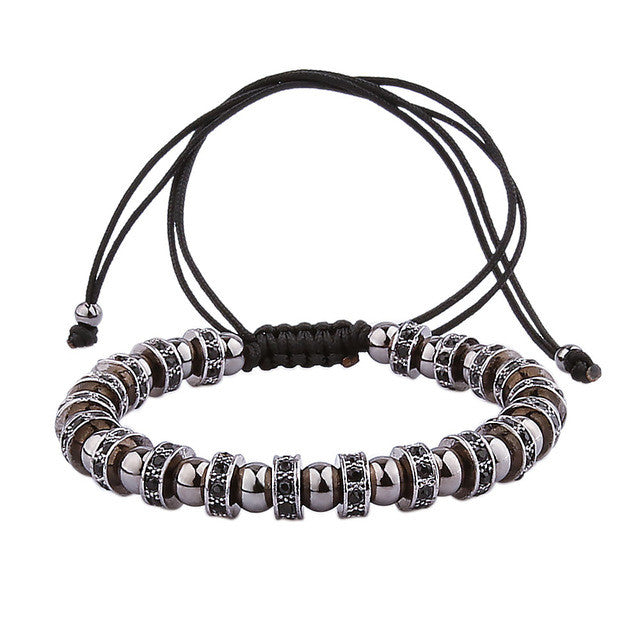 2017 Anil Arjandas Hematite Stone Beads Bracelet With Crystal Bracelets For Women Black Gold Color Men Bracelet Cool Jewelry