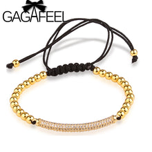 GAGAFEEL Zircon Bar Men Girl Bracelets Micro inlay Zircons Beads Men Jewlery Geometric  Gold-color Bracelet Jewelry for Men