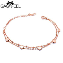 GAGAFEEL Heart Bracelets For Women Rose Gold Color Bracelet & Bangles Romantic Stainless Steel Fine Jewelry 16+6CM Extend Chain