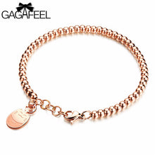 GAGAFEEL Women Bracelets Lucky Cat Female Bracelet & Bangles Trendy Silver/Rose Gold Color Stainless Steel Beads Fashion Jewelry