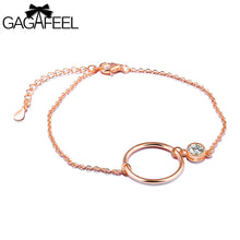 GAGAFEEL Circle Bracelet 925 Sterling Silver Jewelry Simple Romantic Women Bracelet Rose Gold Color Link Chain With Clear CZ
