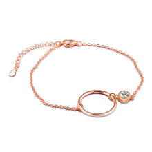 GAGAFEEL Circle Bracelet 925 Sterling Silver Jewelry Simple Romantic Women Bracelet Rose Gold Color Link Chain With Clear CZ
