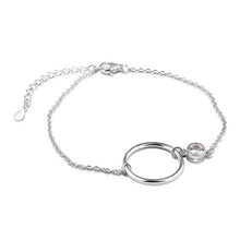 GAGAFEEL Circle Bracelet 925 Sterling Silver Jewelry Simple Romantic Women Bracelet Rose Gold Color Link Chain With Clear CZ