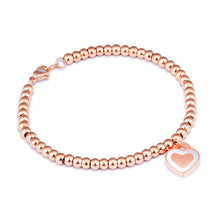 GAGAFEEL Love Heart Bracelet Women Summer Jewelry  Bangles Stainless Steel Rose Gold Color Round Beads Link Chain Bracelets