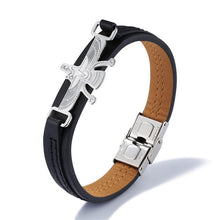 GAGAFEEL Eagle Bracelets Men Stainless Steel Wrap Bracelet Unique Design Cowhide Leather Jewelry Gold/Silver Color 19CM Length