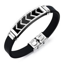 GAGAFEEL Men 's Bracelet Genuine Silicone Bracelets & Bangles Stainless Steel Jewelry Punk Silver Gold Color Arrow Wristband