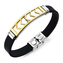 GAGAFEEL Men 's Bracelet Genuine Silicone Bracelets & Bangles Stainless Steel Jewelry Punk Silver Gold Color Arrow Wristband
