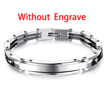 GAGAFEEL Stainless Steel Engrave ID Bracelet Men Jewelry Link Bracelets & Bangles Gold /Silver/ Black Color 20.5CM Dropshipping