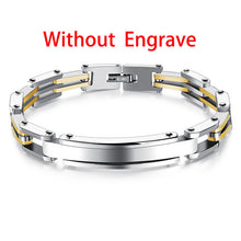 GAGAFEEL Stainless Steel Engrave ID Bracelet Men Jewelry Link Bracelets & Bangles Gold /Silver/ Black Color 20.5CM Dropshipping