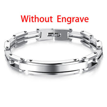 GAGAFEEL Stainless Steel Engrave ID Bracelet Men Jewelry Link Bracelets & Bangles Gold /Silver/ Black Color 20.5CM Dropshipping