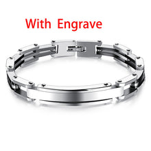 GAGAFEEL Stainless Steel Engrave ID Bracelet Men Jewelry Link Bracelets & Bangles Gold /Silver/ Black Color 20.5CM Dropshipping