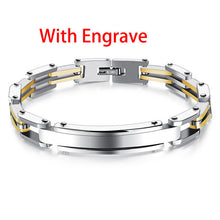 GAGAFEEL Stainless Steel Engrave ID Bracelet Men Jewelry Link Bracelets & Bangles Gold /Silver/ Black Color 20.5CM Dropshipping