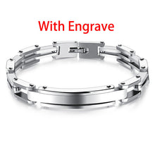GAGAFEEL Stainless Steel Engrave ID Bracelet Men Jewelry Link Bracelets & Bangles Gold /Silver/ Black Color 20.5CM Dropshipping