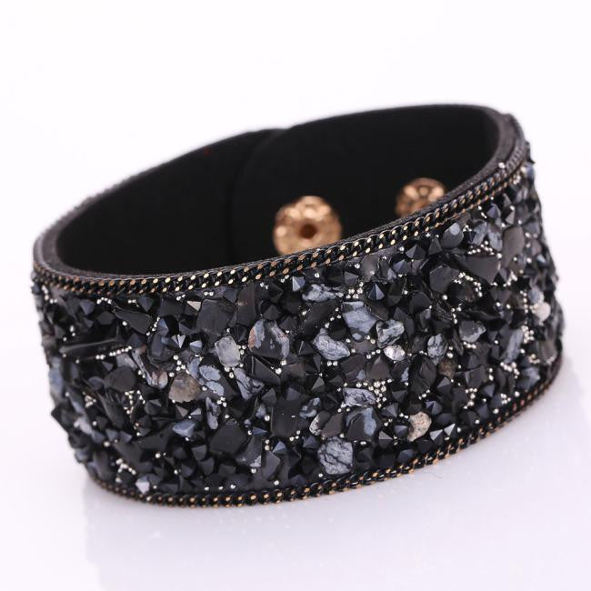 Crystal Stone Bracelets Bracelets Cowhide Bracelets Wrist Chains Black