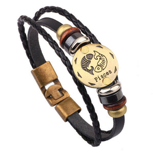 12 Constellations Bracelet Fashion Jewelry Leather Bracelet Personality Aries