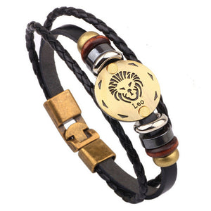 12 Constellations Bracelet Fashion Jewelry Leather Bracelet Personality Aries