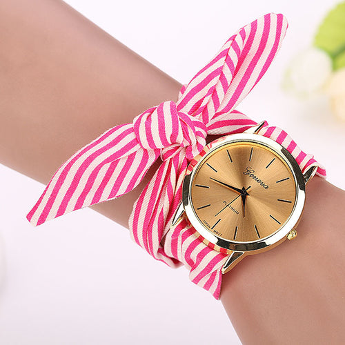 7 Colors Women's Watches Stripe Febric Cloth Quartz-Watch Bracelet Wristwatch For Women reloj mujer relogio feminino &22