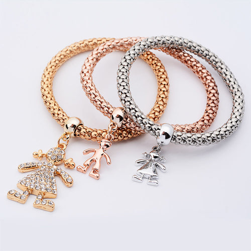 3Pcs Women Charm Pulseiras Pendant Bracelet Fashion Multilayer Bracelet