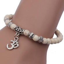Fashion Women White  Infinity Beads Bracelet Tibet Pendant Elastic Bracelet
