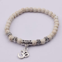 Fashion Women White  Infinity Beads Bracelet Tibet Pendant Elastic Bracelet