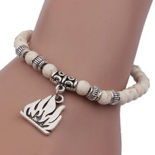 Fashion Women White  Infinity Beads Bracelet Tibet Pendant Elastic Bracelet