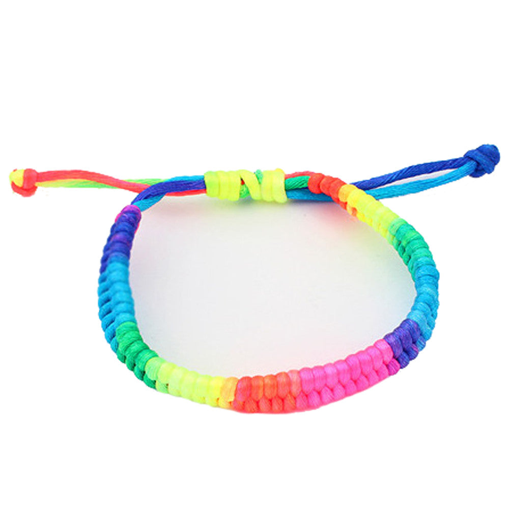 Adjustable Rainbow Fluorescent Colors Woven Bracelet