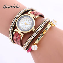 Genvivia Stylish Quartz Watch 2017 Simplicity Chimes Leather Bracelet Diamond Lady Womens montre femme WristWatch