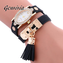 Genvivia Brand 2017 New Stylish simplicity Chimes Leather Bracelet Lady Womens Wrist Watch saphire cristal watches