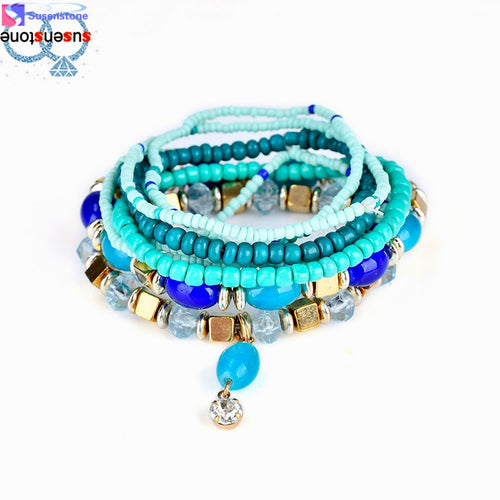 Beaded bracelet Bohemian multi-layer bracelet Fashion Women Lots Style Bracelet Bangle  Charm Cuff  Jewelry  Rhinestone