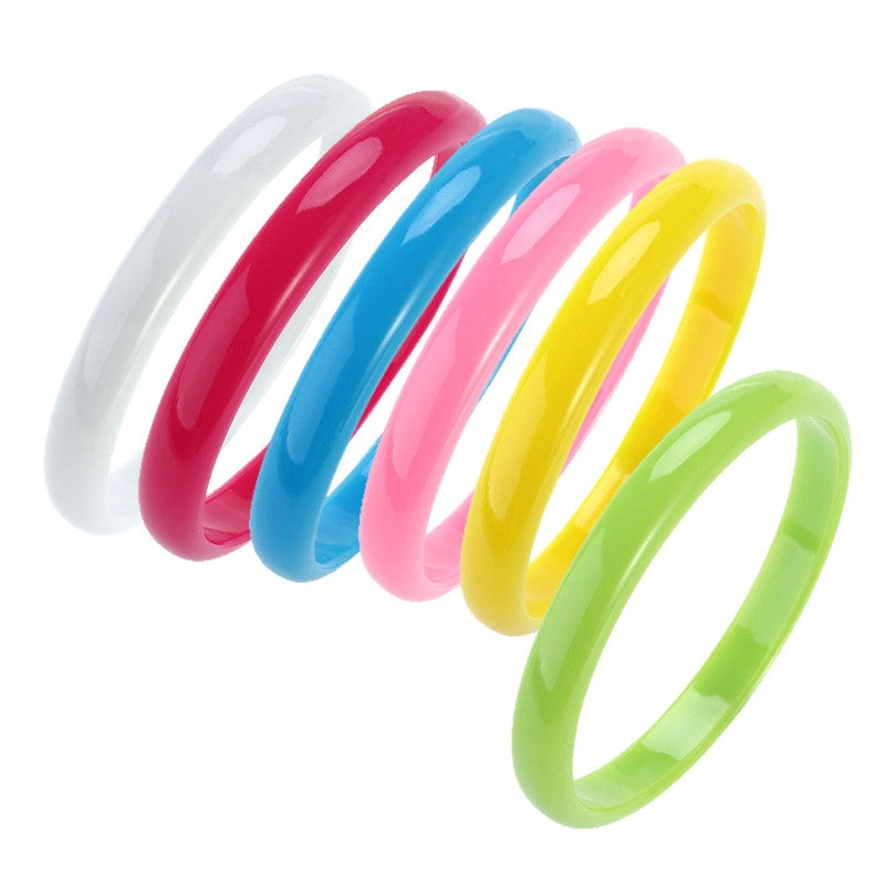 6pcs Fashion Plastic Bangle Bracelets Candy Color Bracelet for Women Children