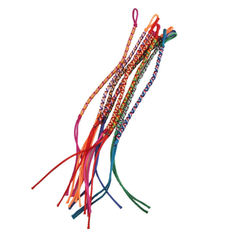 9pcs Colorful Hand-woven Polyester Wire Rope Hand Strap Woven Hippie Style Braided Thread Friendship Bracelets  Wrist Ankle Bracelets